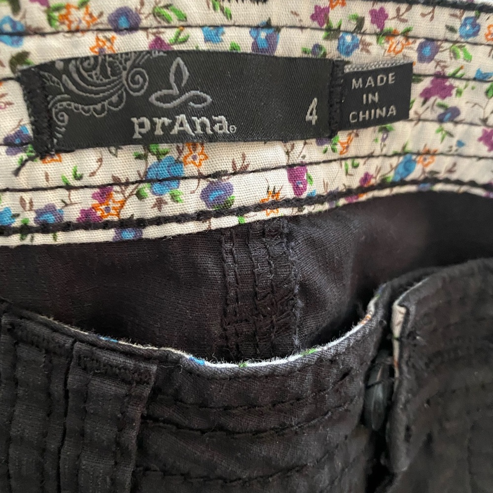 Cropped black Prana pants.